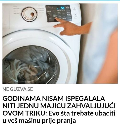 GODINAMA NISAM ISPEGALALA NITI JEDNU MAJICU ZAHVALJUJUĆI OVOM TRIKU: Evo šta trebate ubaciti u veš mašinu prije pranja