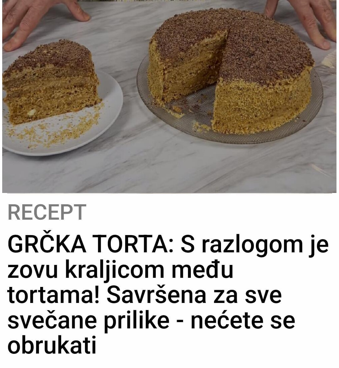 GRČKA TORTA: S razlogom je zovu kraljicom među tortama! Savršena za sve svečane prilike – nećete se obrukati
