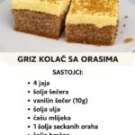Griz kolač sa orasima!Mjera na čaše!Brza priprema…